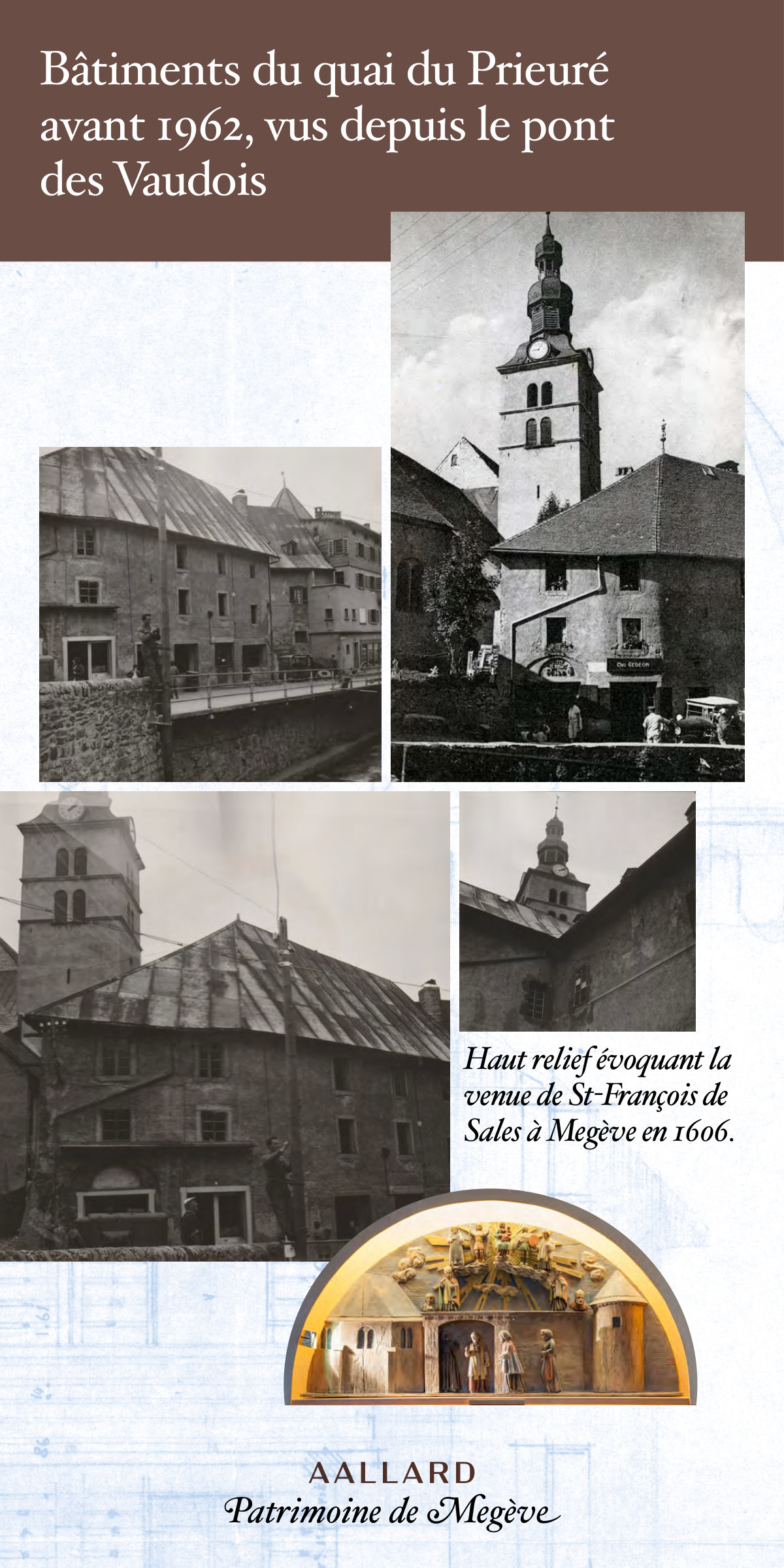 Panneau 01 : Le quai du Prieuré avant 1962, vu du pont des Vaudois